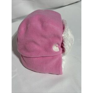 Infant/toddler girls pink Carhartt winter hat with white fuzzy lining